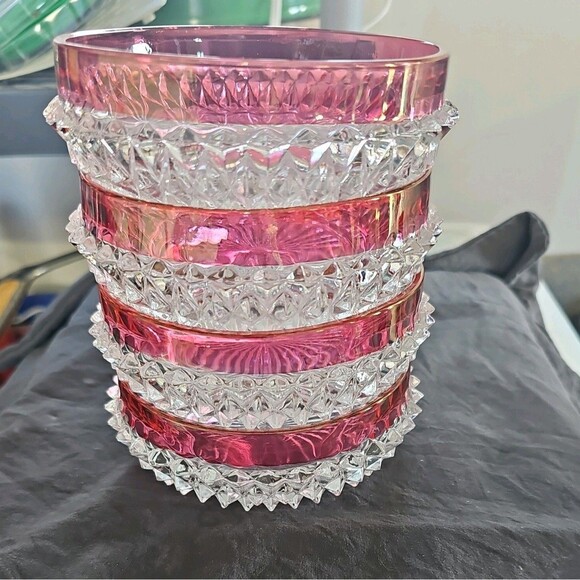 Indiana Glass Other - Indiana Glass Diamond Point Ruby Red Candy Dish/Salad Bowl
